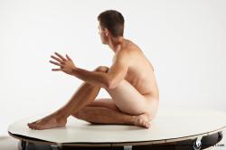 Nude Man White Sitting poses - simple Average Short Brown Sitting poses - ALL Realistic